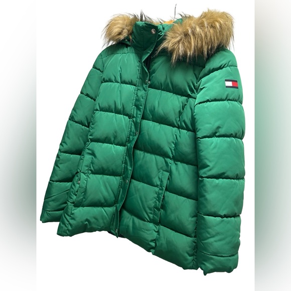Tommy Hilfiger green hoodie puffer jacket - size M - Excellent Condition. - Picture 2 of 8